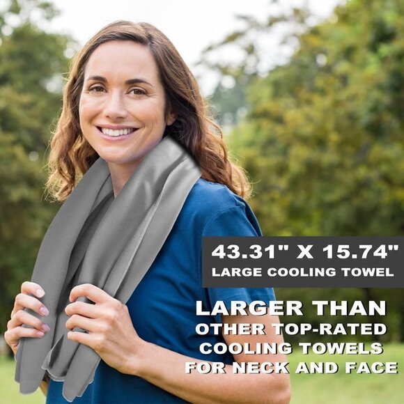 Cooling Towel for Neck and Face - 15.7" x 43.3" - Quick-Dry Microfiber - Picture 5 of 8